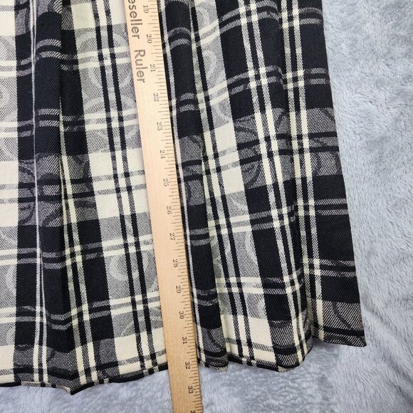 Vintage Pendleton Virgin Wool Midi Skirt Women 18 Black Plaid Pleated USA Office - Picture 8 of 11